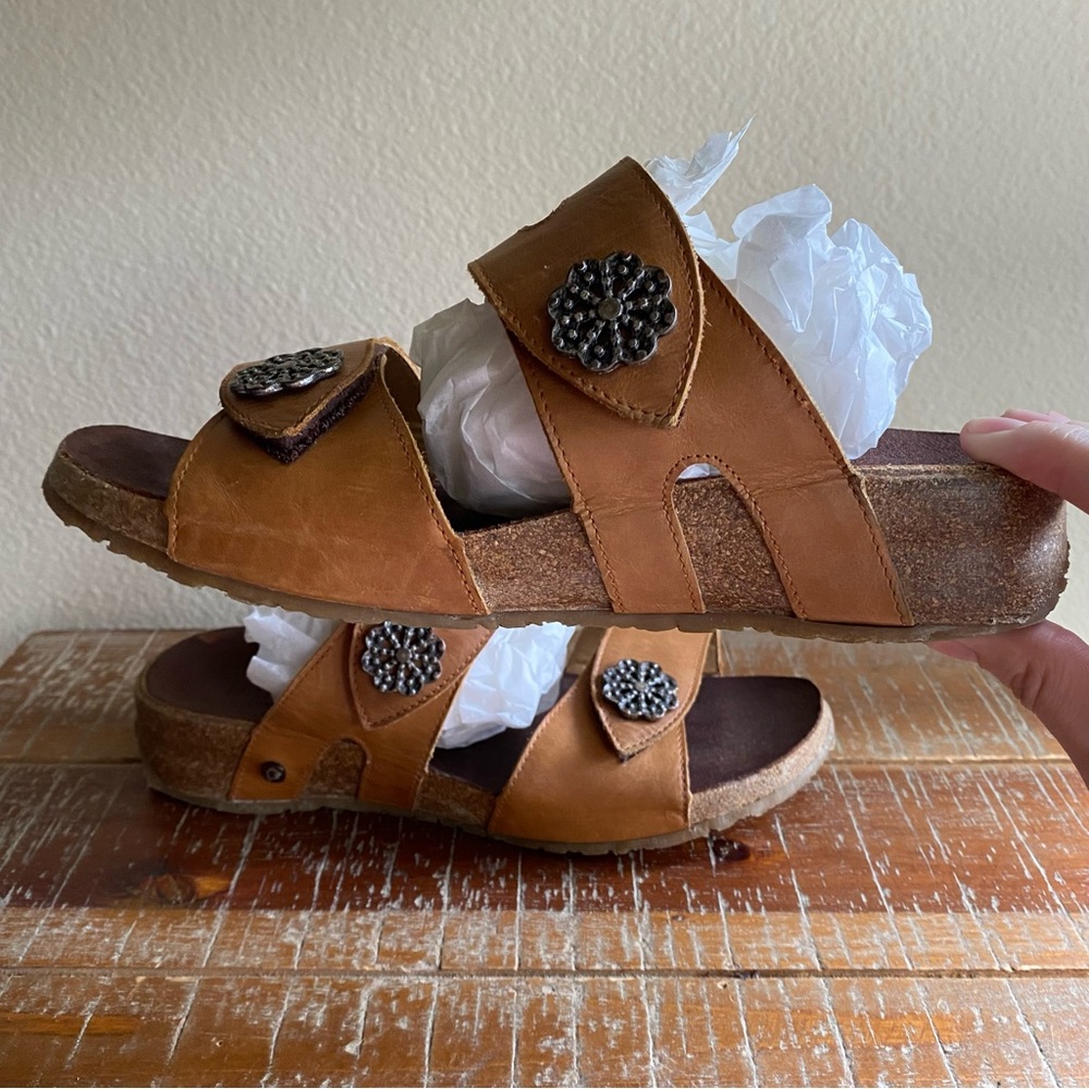HAFLINGER boho leather sandals - tan Birkenstock style sandals - Picture 3 of 12